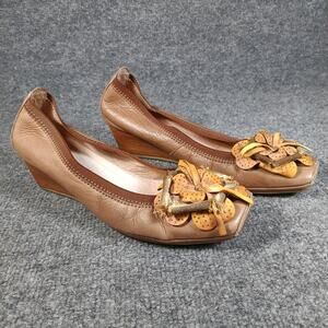 Hispanitas Wedge Heels Size 8 Brown Floral Accent Glove Shoes Boho